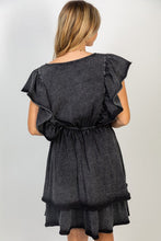 Load image into Gallery viewer, Short Flutter Sleeve Solid Knit Dress in Black