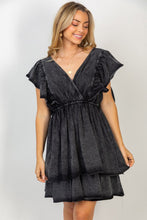 Load image into Gallery viewer, Short Flutter Sleeve Solid Knit Dress in Black