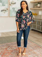 Load image into Gallery viewer, Dreamer Top in Navy and Pink Vintage Bouquet
