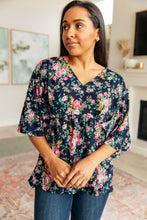 Load image into Gallery viewer, Dreamer Top in Navy and Pink Vintage Bouquet