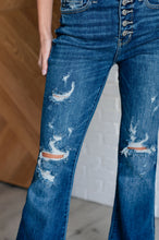 Load image into Gallery viewer, Gabriella Mid Rise Distressed Button Fly Flare