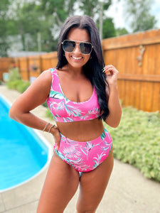 Barbados Tropical Print Swim Top
