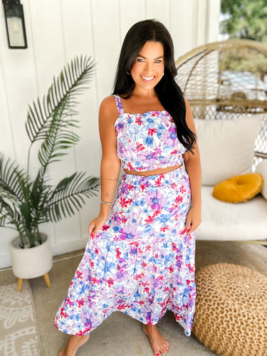 Cutie Patootie Tiered Skirt and Top Set in Blue
