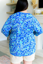 Load image into Gallery viewer, Lizzy Babydoll Top in Royal and Mint Paisley