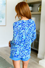 Load image into Gallery viewer, Lizzy Babydoll Top in Royal and Mint Paisley