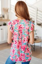 Load image into Gallery viewer, Lizzy Flutter Sleeve Top in Mint and Pink Floral