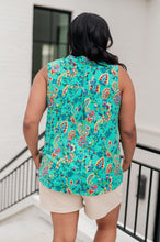 Load image into Gallery viewer, Lizzy Tank Top in Emerald and Aqua Multi Floral