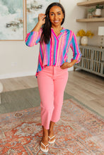 Load image into Gallery viewer, Lizzy Top in Blue and Pink Stripe