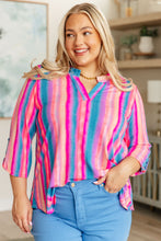 Load image into Gallery viewer, Lizzy Top in Blue and Pink Stripe