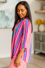 Load image into Gallery viewer, Lizzy Top in Blue and Pink Stripe