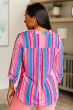 Load image into Gallery viewer, Lizzy Top in Blue and Pink Stripe