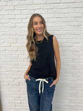 Load image into Gallery viewer, New Normal Pleat Detail Sleeveless Top in Black