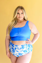 Load image into Gallery viewer, Bermuda Button Up Swim Top and Floral Swim Bottoms