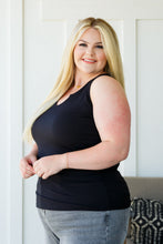 Load image into Gallery viewer, Daily Essential Notched Ribbed Tank in Black