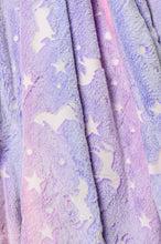 Load image into Gallery viewer, Glow in the Dark Blanket in Unicorn Rainbow