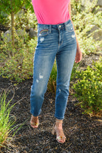 Load image into Gallery viewer, Hi-Rise Rainbow Embroidery Cropped Straight Leg Jeans