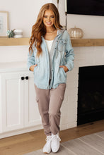 Load image into Gallery viewer, Jordan Hooded Denim Shacket in Light Wash