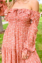 Load image into Gallery viewer, Now Is Your Chance Floral Midi Dress In Rust