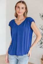 Load image into Gallery viewer, Ruched Cap Sleeve Top in Royal Blue