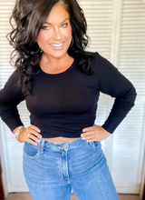 Load image into Gallery viewer, Here For It Long Sleeve Ribbed Crop Top